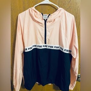 PINK Victoria's Secret Light Pink and Black Windbreaker Jacket